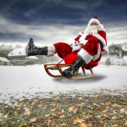 santa claus and winter landscape  photo