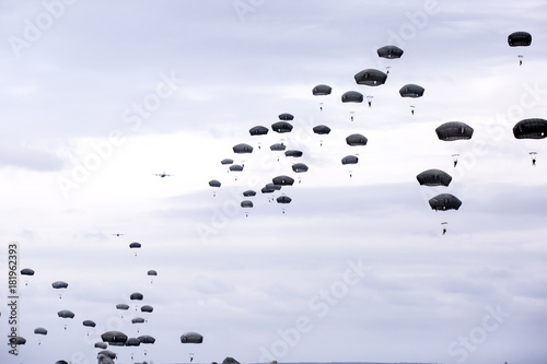 Canvas Print lots of parachutists in the sky