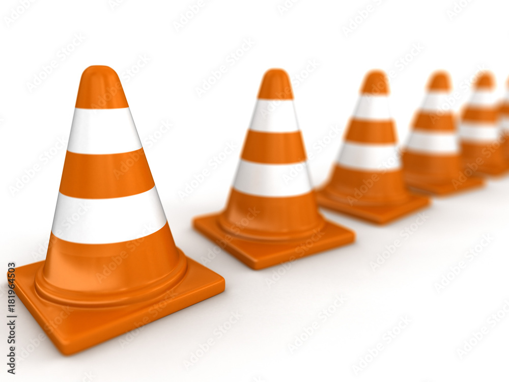 Row of traffic cones Row of traffic cones