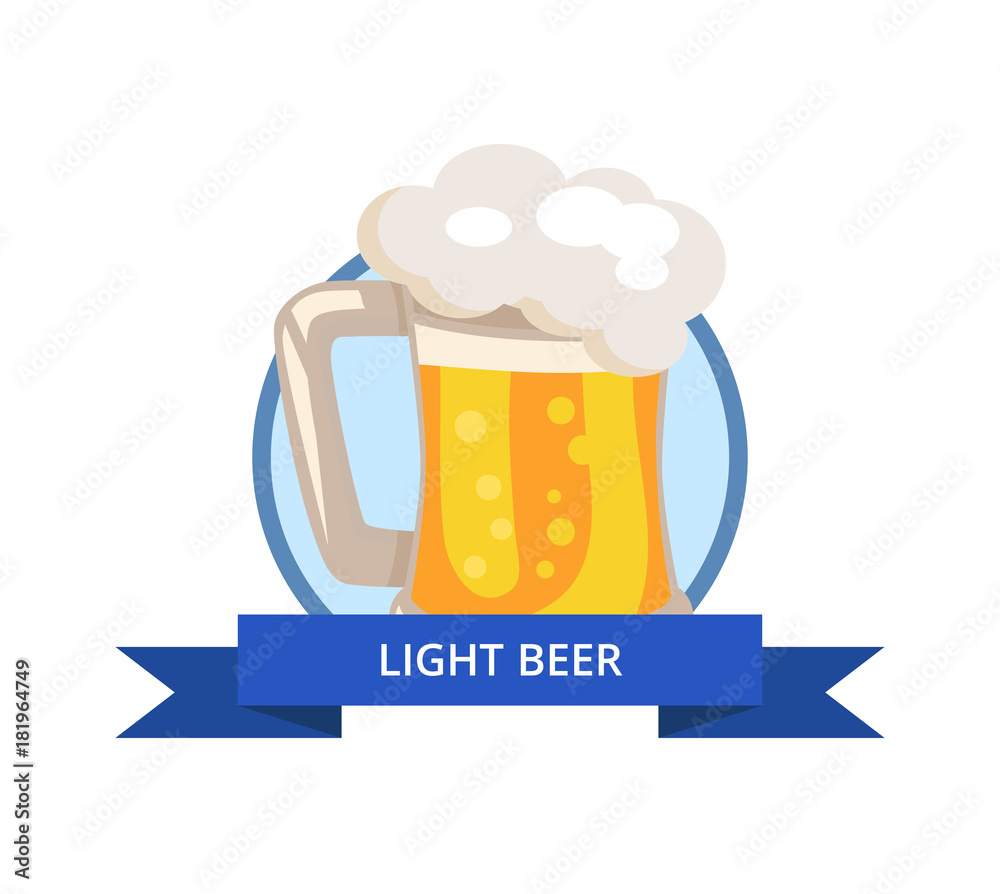 Beer in Traditional Mug with Handle, White Foam Beer in Traditional Mug with Handle, White Foam
