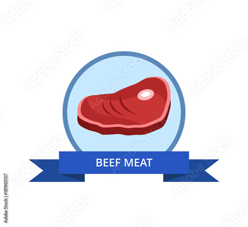 Beef Meat Logo with Bacon Bone Vector Illustration
