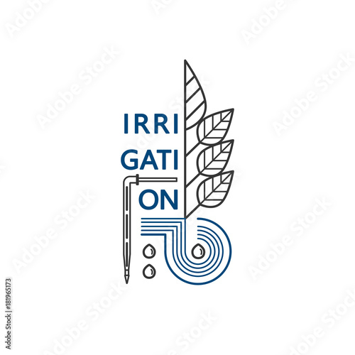 Irrigation icon. Vector linear logo of hydroponics and fertilizer plants.