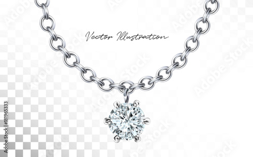 Fotografie, Obraz Silver necklace with diamond