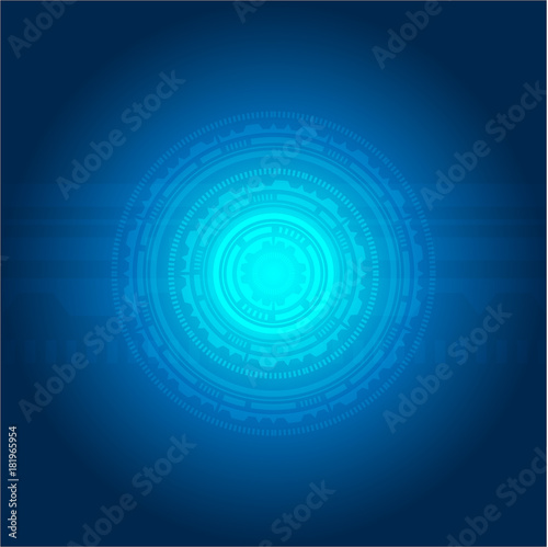 Virtual blue touchscreen. Modern screen technology. Virtual screens technology concept.
