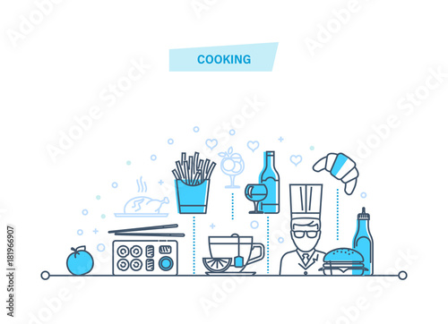 Cooking concept. Food and drinks. Employees of restaurant, chef, cook.