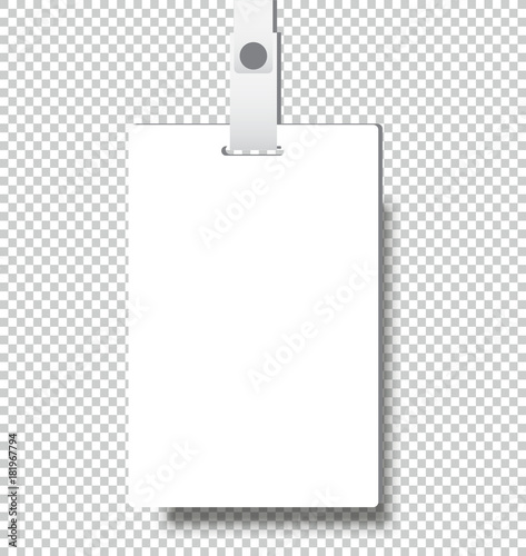 Blank realistic Identity card badge with ribbon mockup cover template