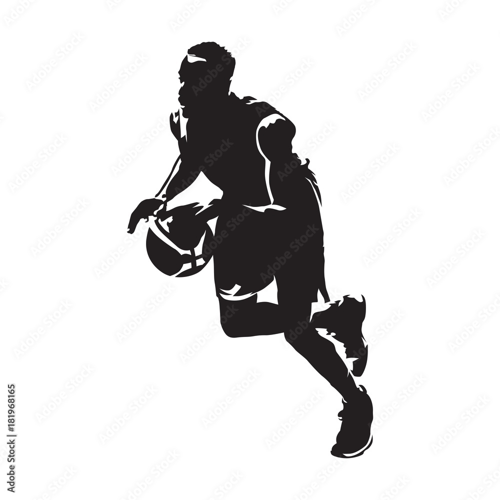 Running basketball player isolated on white Vector Image