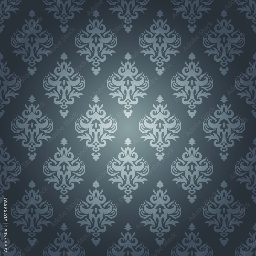 Silver Gray Damask Background - Seamless Pattern Silver Gray Damask Background - Seamless Pattern