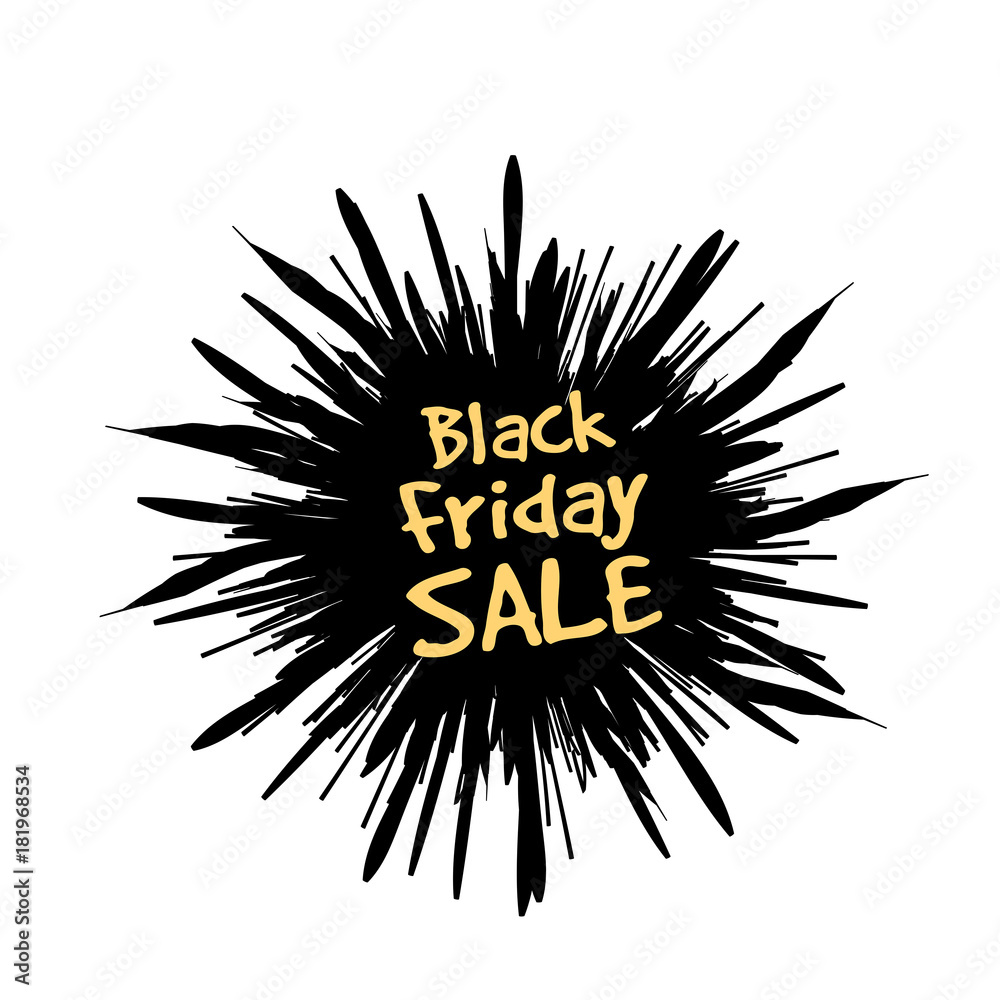 Black Friday in the form of a star drawn in the explosion in the background Black Friday in the form of a star drawn in the explosion in the background