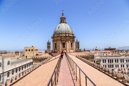 Palermo, Sicily, Italy. View of the roof of the Cathedral
