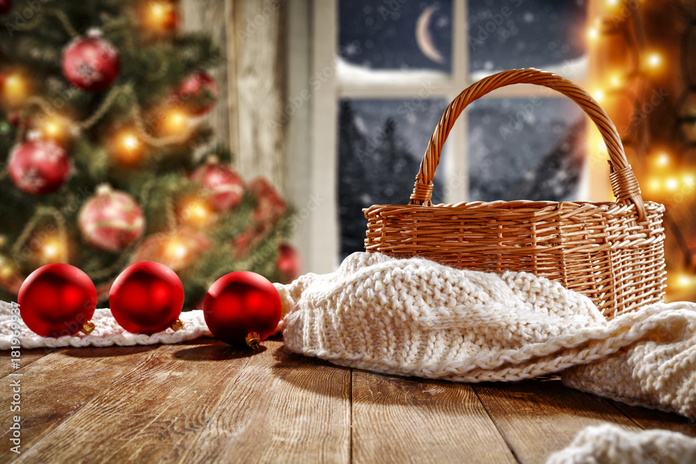 Obraz premium christmas table and window space