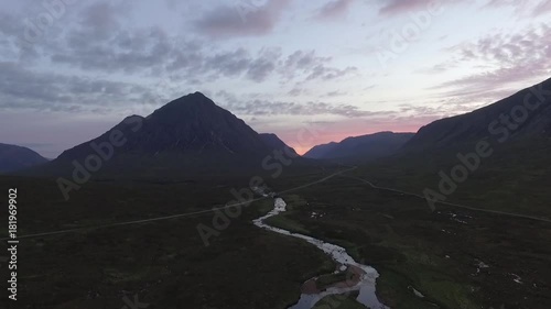 Scottish Highlands Sunset - Mountains Ben Nevis and River photo