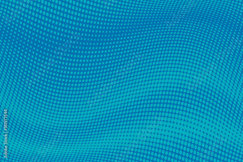 Blue Wavy pattern Halftone background. Comic dotted backdrop with circles, dots, rounds