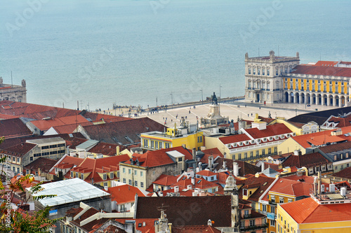 Lisbon from above: view of Baixa district and Rio Tejo (River Tagus) from Castelo de Sao Jorge