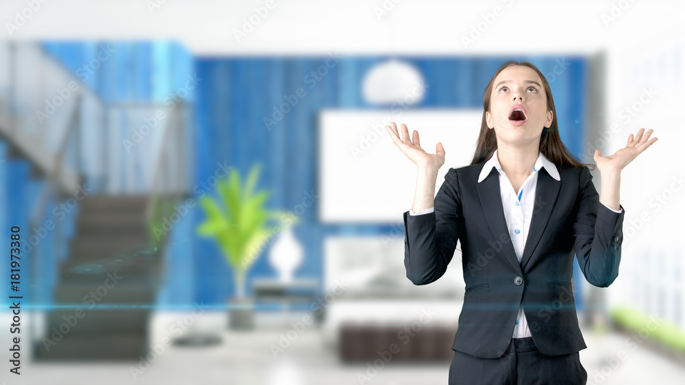 Young Business woman over interior background Young Business woman over interior background