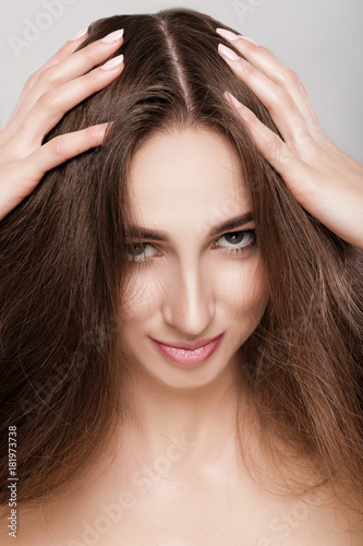 woman with long hair.