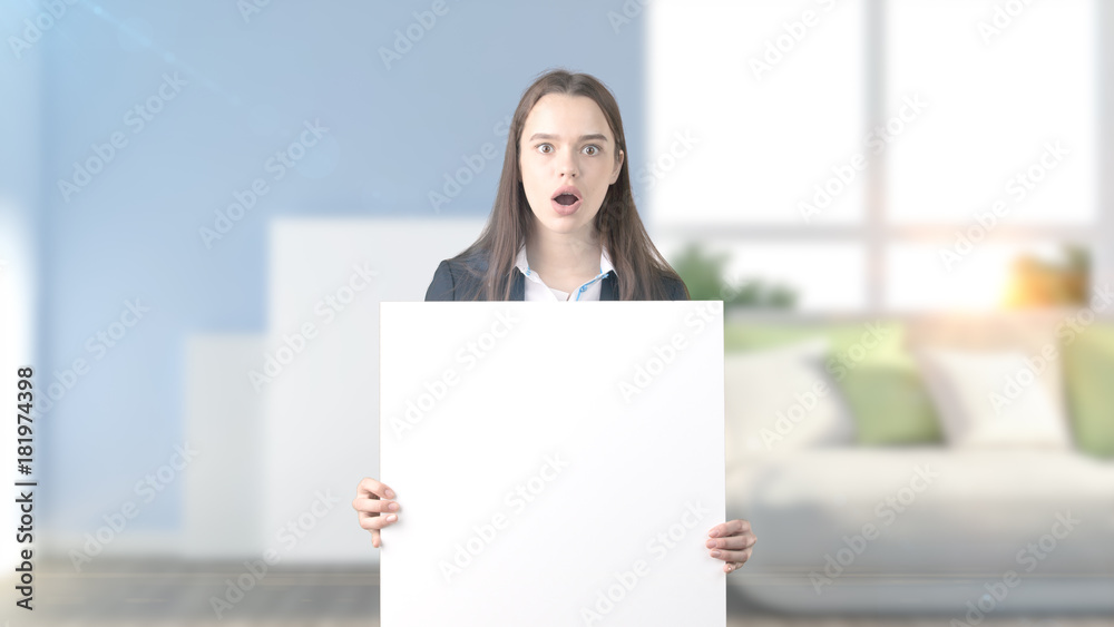 Young beautiful business woman and creative designer standing over blured interior background Young beautiful business woman and creative designer standing over blured interior background