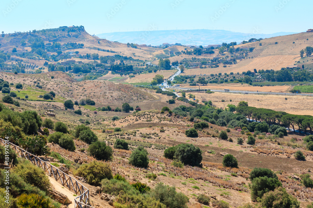 View from Valley of Temples, Agrigento, Sicily, Italy