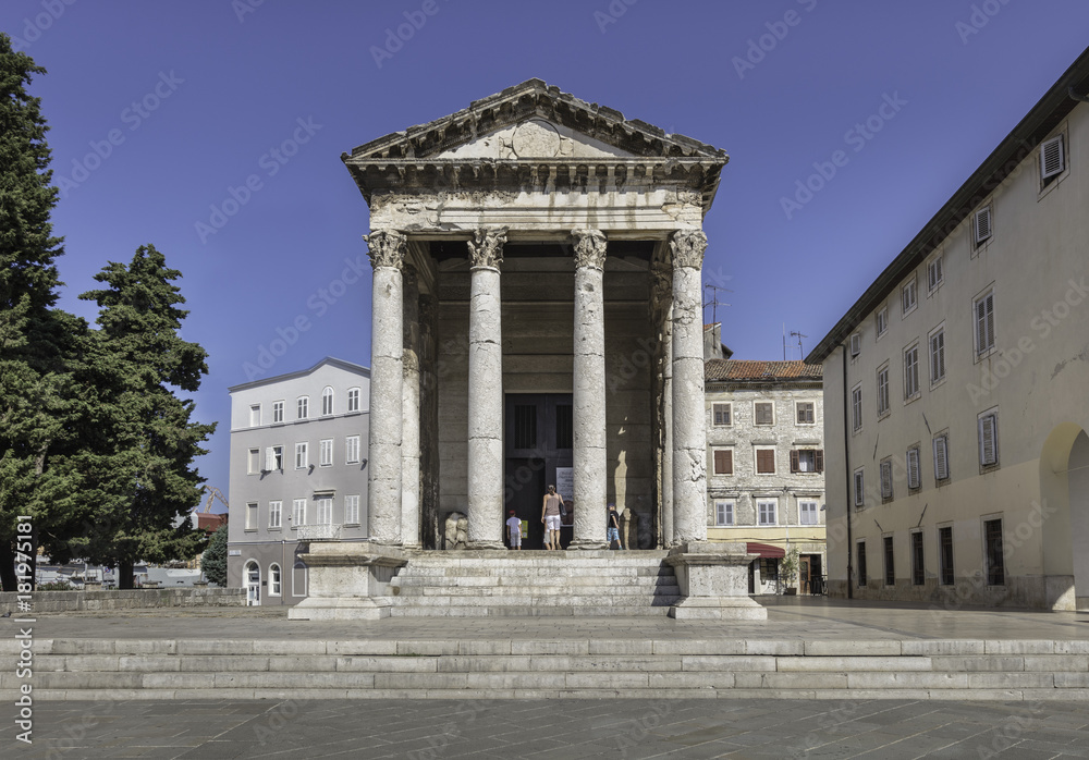 Temple of Augustus on the Roman forum in Pula, Istria, Croatia