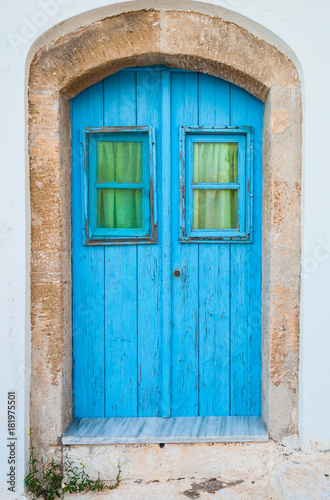 Vintage blue door in Kythera island of Greece