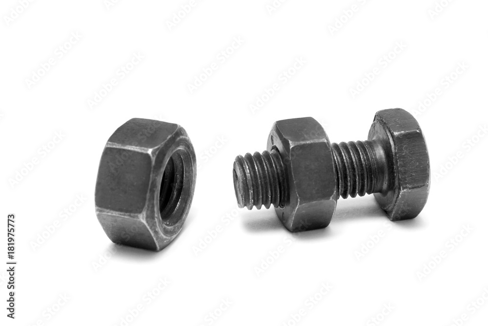 bolt and nut isolated on white background bolt and nut isolated on white background