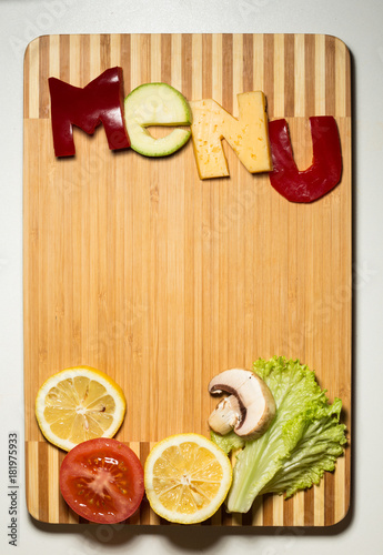 word from raw food on a board