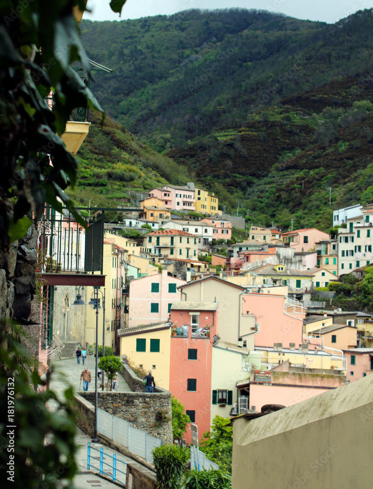 Fototapeta premium Cinque Terre Homes alone the Hills