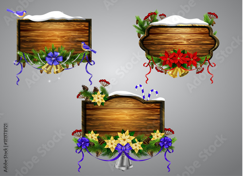 Vector wooden christmas board