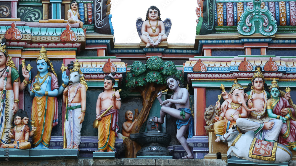 Detalle del Templo de Arulmigu Kapaleeshwarar en Chennai, India