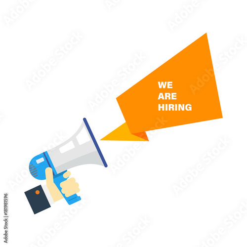 Megaphone With We're Hiring Speech. Vector illustration