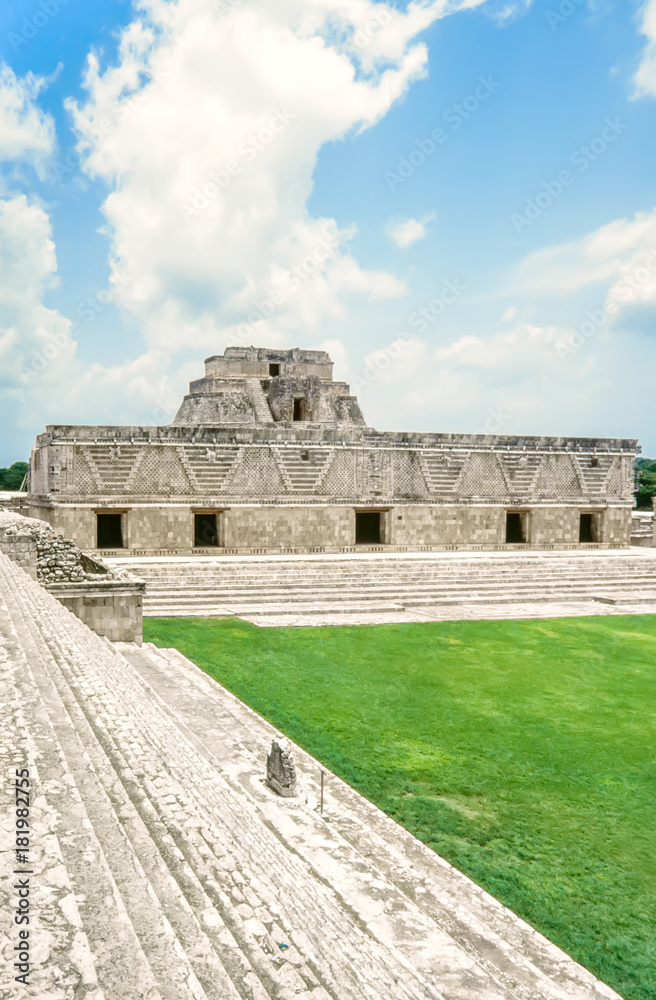 Uxmal Archeogical Site. Ruins of the Nunnery Quadrangle, Uxmal, Mexico