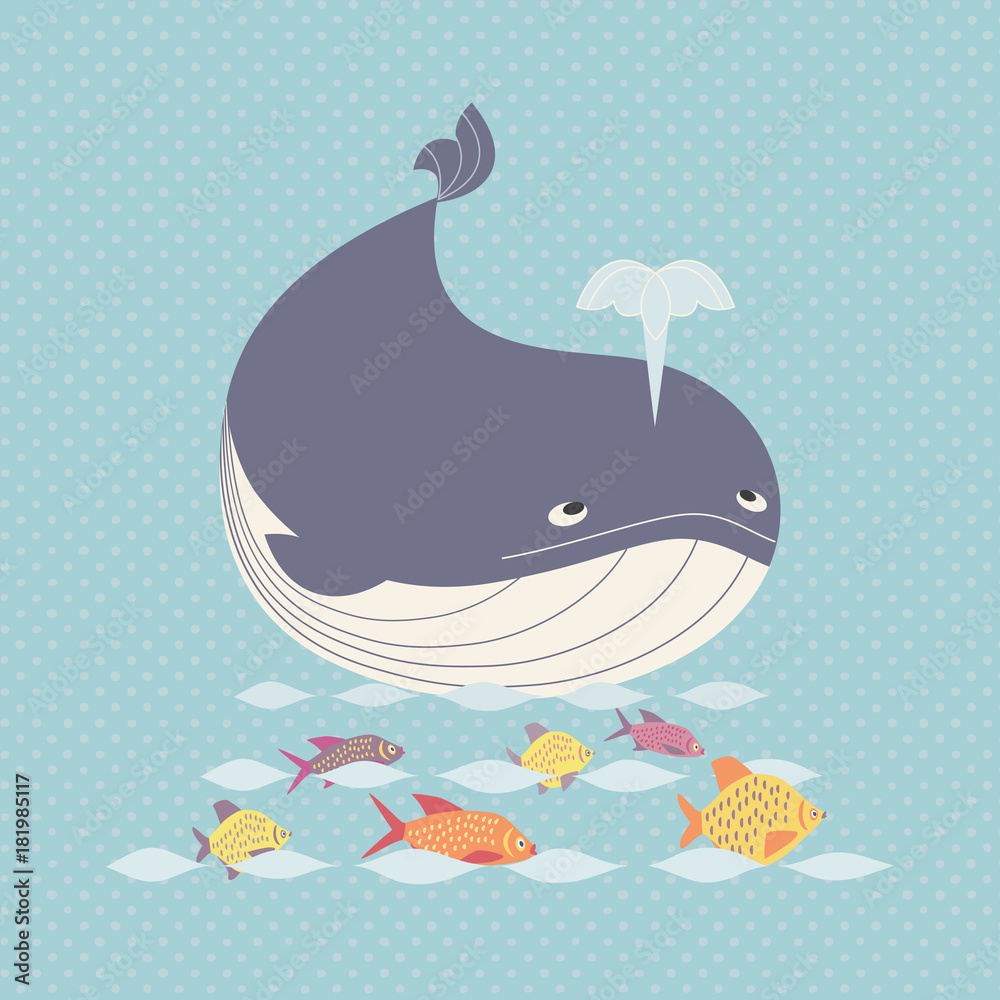 Naklejka premium Cute whale icon.1