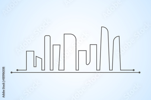 City landscape silhouette on a blue background