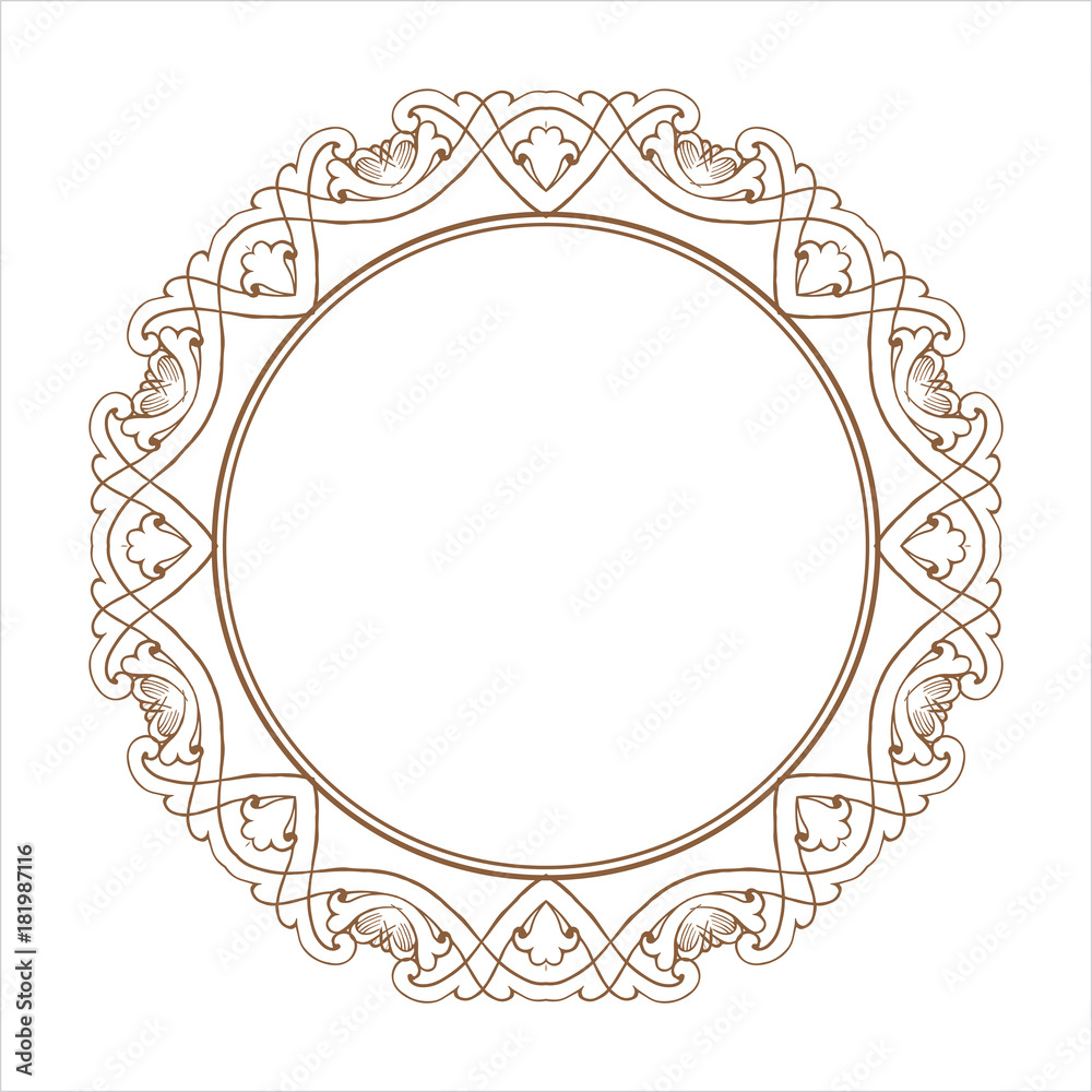 Elegant vector frame with place for text. Gold floral border Elegant vector frame with place for text. Gold floral border