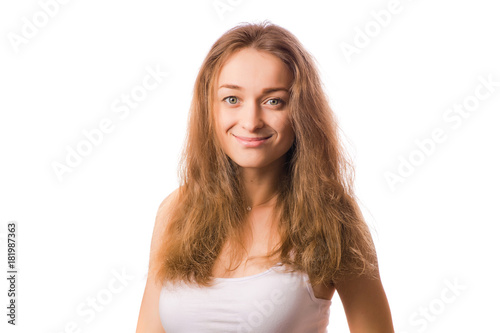 Beautiful young woman dried hair beauty hair