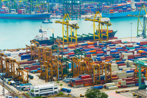 Loading ship. Singapore industrial port © joyt