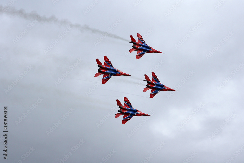 Aerobatic Team Russian Knights at WorldWide AirShow in Barnaul, Russia. Aerobatic Team Russian Knights at WorldWide AirShow in Barnaul, Russia.