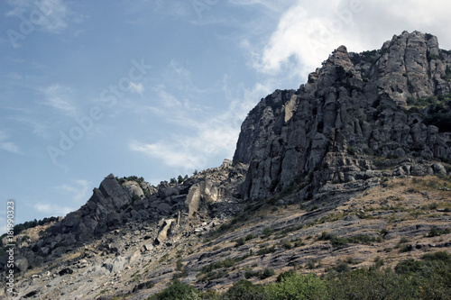 Amazing rock shapes on the slope of the mountain South Demerdzhi (Ghost valley), Crimea 
