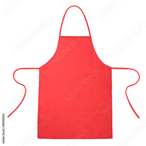 Red kitchen apron on white photo
