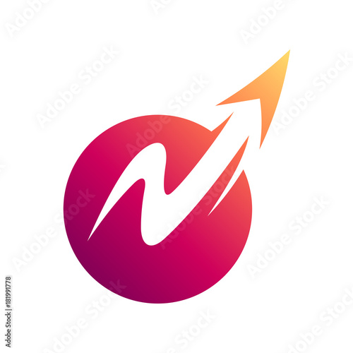 Letter N With Arrow Logo Template