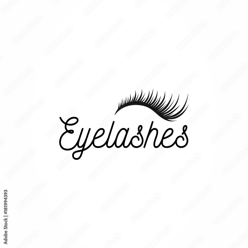 Eyelashes icon logo vector. Long  black eyelash extensions.