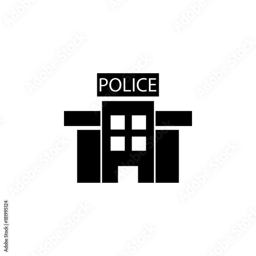 police station in black and white icon. Police element icon. Premium quality graphic design. Signs, outline symbols collection icon for websites, web design, mobile, info graphics