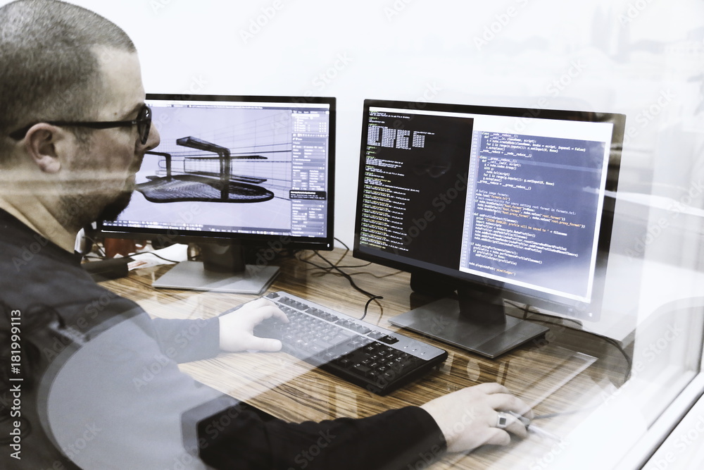 Software programming developer working on project in studio office