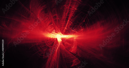 Red And Yellow Abstract Lines Curves Particles Background