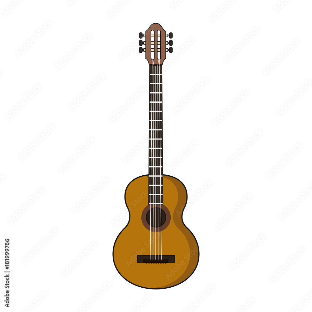 Obraz premium Acoustic guitar music instrument icon vector illustration graphic design