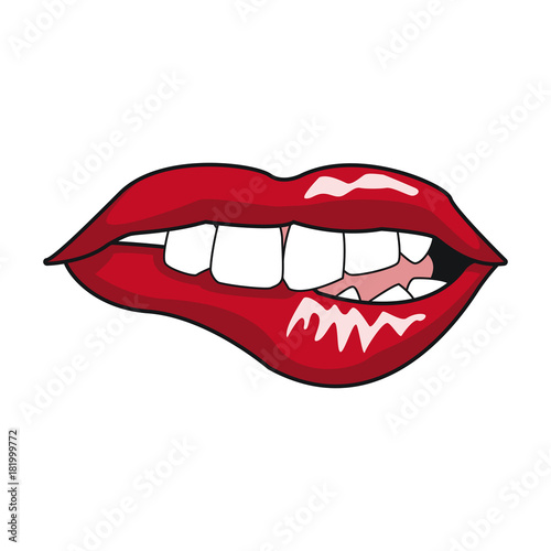 Sexy lips pop art icon vector illustration graphic design