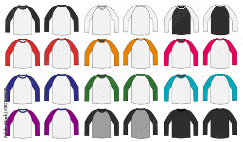 long sleeve ragran tshirt illustration   color variation
