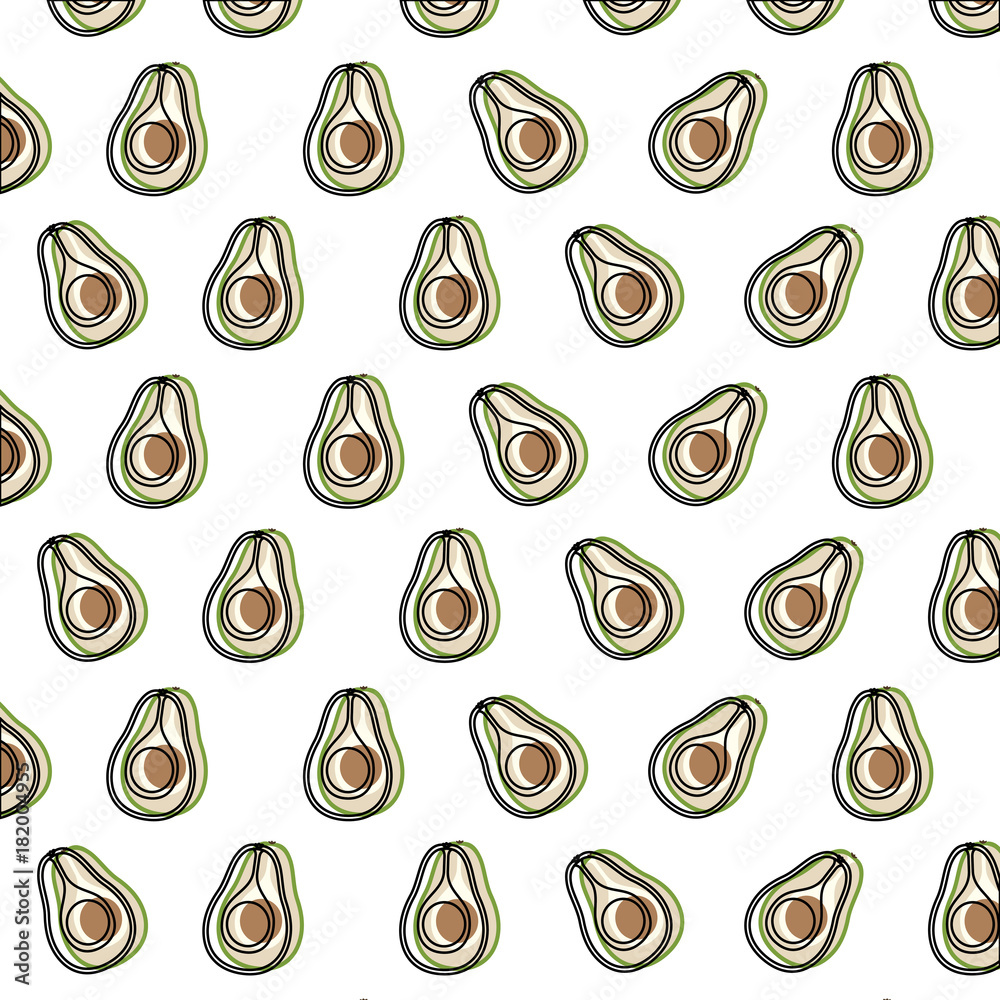 avocado middle in pattern watercolor silhouette on white background avocado middle in pattern watercolor silhouette on white background
