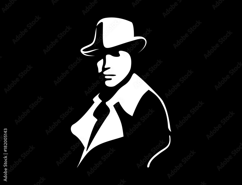 Hansome People Men with Hat like Detective in the Black Background Hansome People Men with Hat like Detective in the Black Background