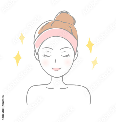 目を閉じる女性　美容